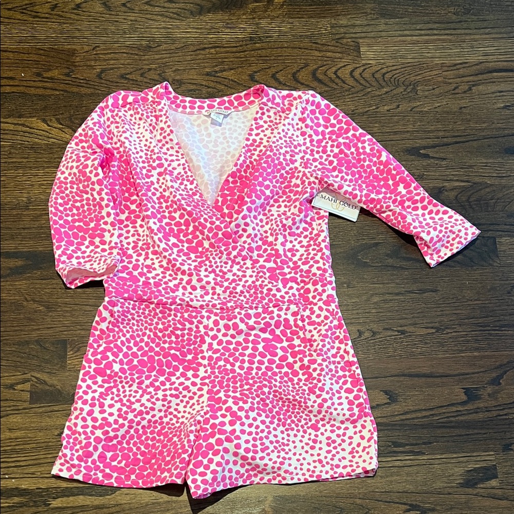 MAHI GOLD Pink and White Printed Romper